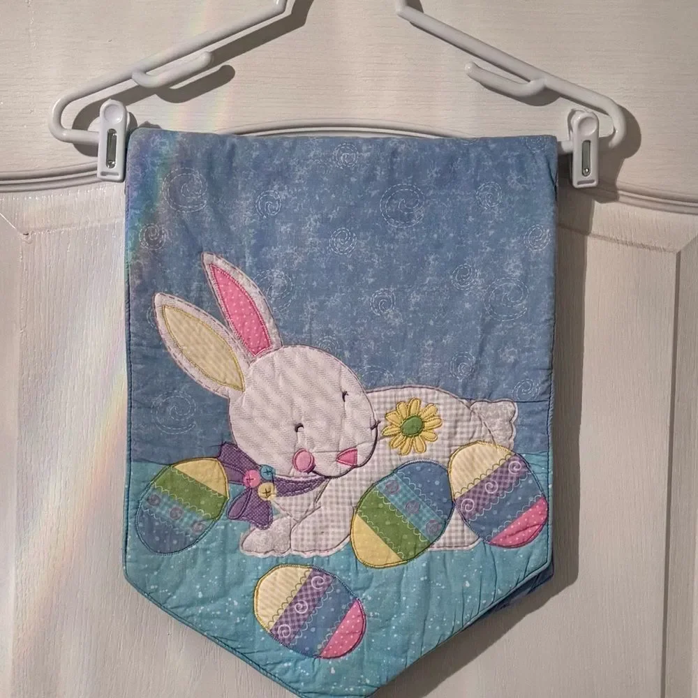 Vintage Easter Bunny Small Table Runner with Eggs